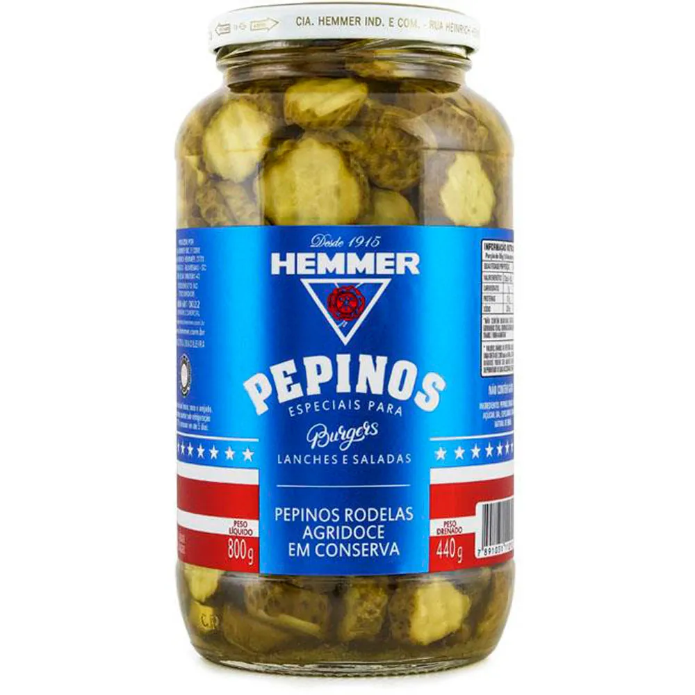 PEPINOS BURGER ROD AGRIDOCE HEMMER POTE VIDRO 440GR